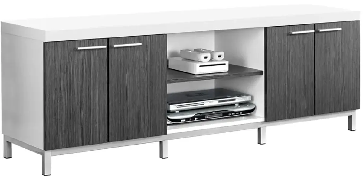 60" Monarch TV Stand in White by Monarch Specialties