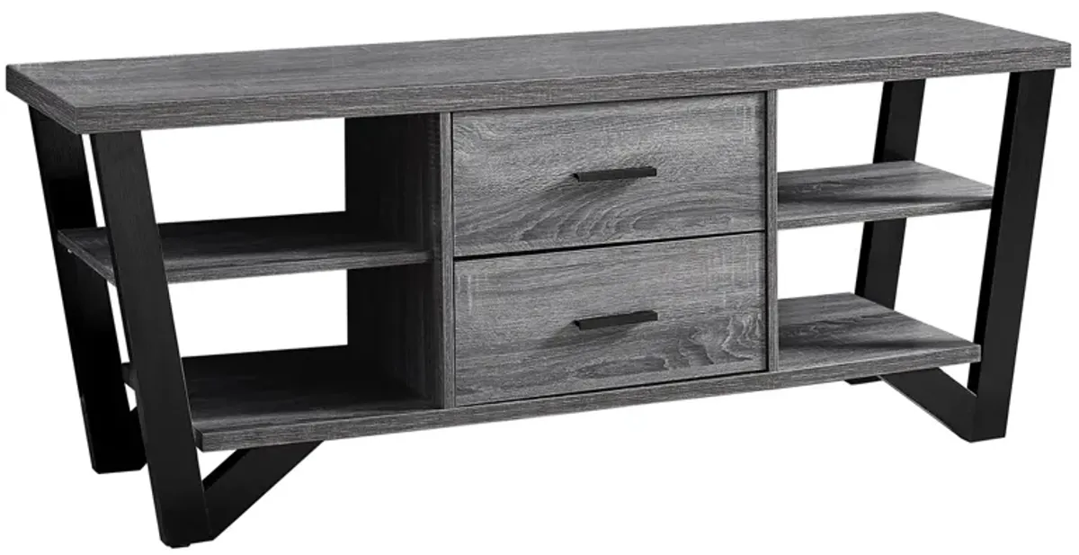 60" Monarch Storage TV Stand in Grey by Monarch Specialties