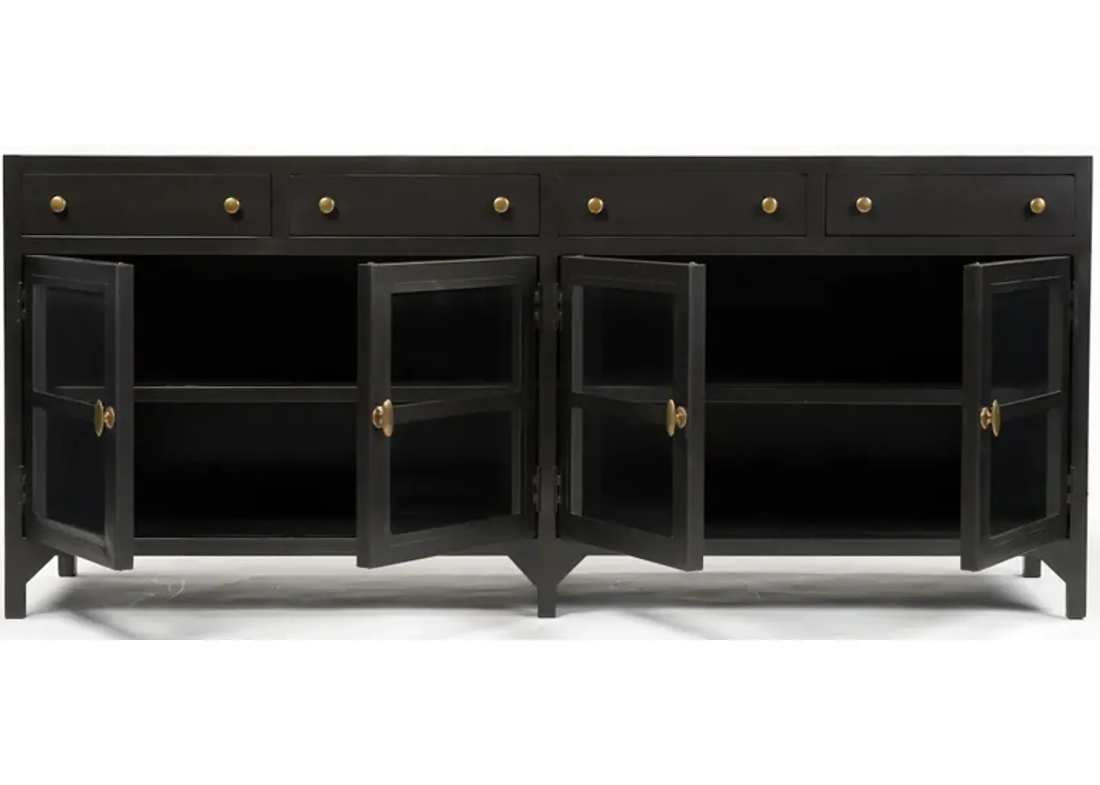 Shadow Box Rectangular Console Table in Black by Four Hands