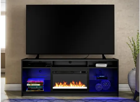 Elmer TV Console w/ Fireplace in Black Oak by DOREL HOME FURNISHINGS