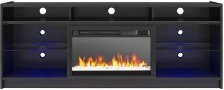 Elmer TV Console w/ Fireplace in Black Oak by DOREL HOME FURNISHINGS