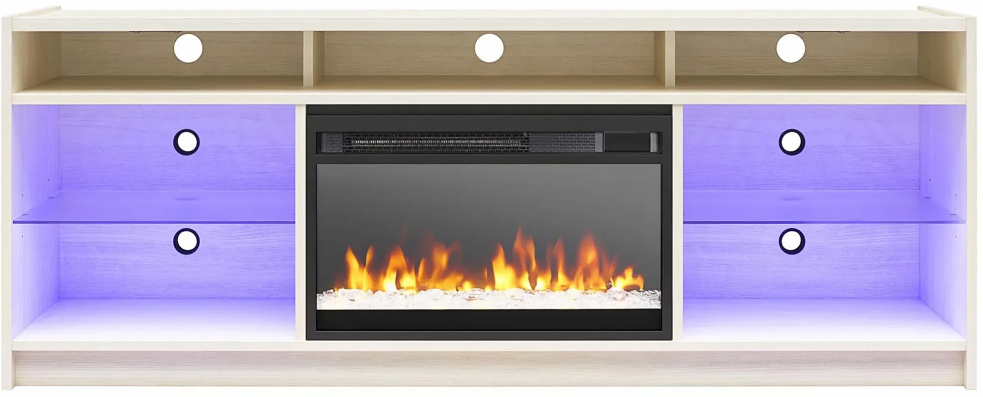 Elmer TV Console w/ Fireplace in Ivory Oak by DOREL HOME FURNISHINGS
