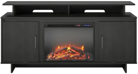 Merritt Avenue TV Console w/ Fireplace in Black Oak by DOREL HOME FURNISHINGS