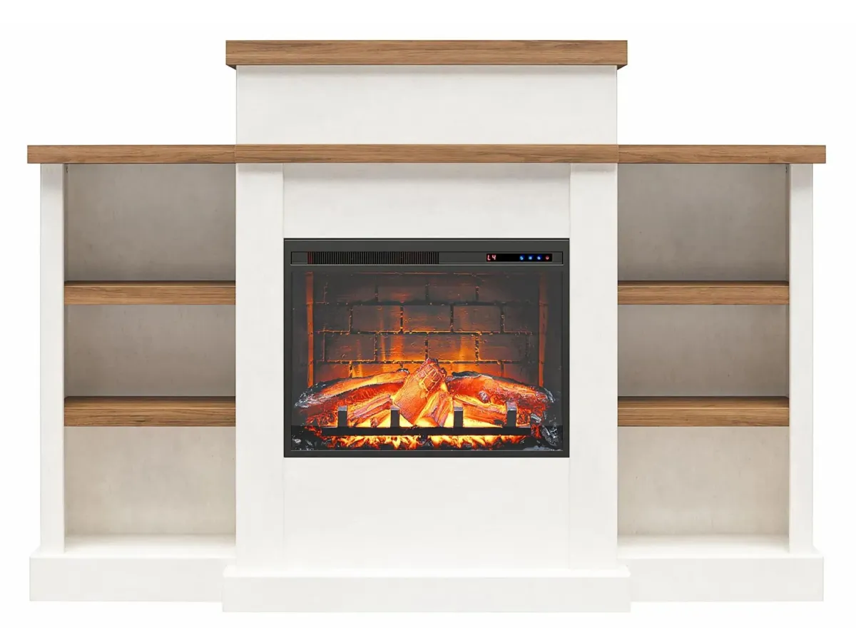 Gateswood Electric Fireplace w/ Bookcase in Plaster by DOREL HOME FURNISHINGS