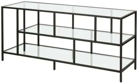 Winthrop 55" TV Stand with Glass Shelves in Blackened Bronze by Hudson & Canal