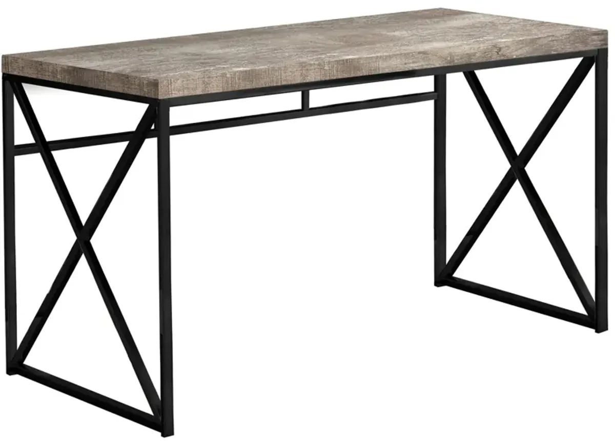 Chiara Computer Desk in TAUPE BLACK METAL by Monarch Specialties