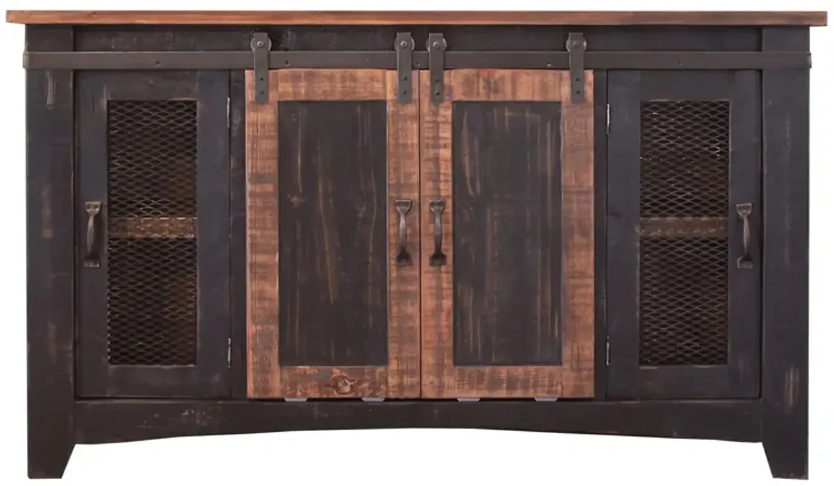 Pueblo 60" TV Console in Distressed Black by International Furniture Direct