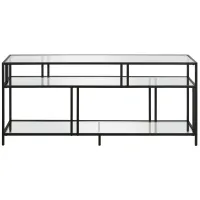 Cortland TV Stand with Glass Shelves in Blackened Bronze by Hudson & Canal