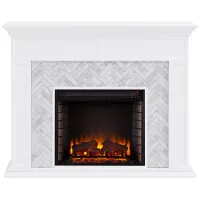 Jones Tiled Electric Fireplace in White by SEI Furniture