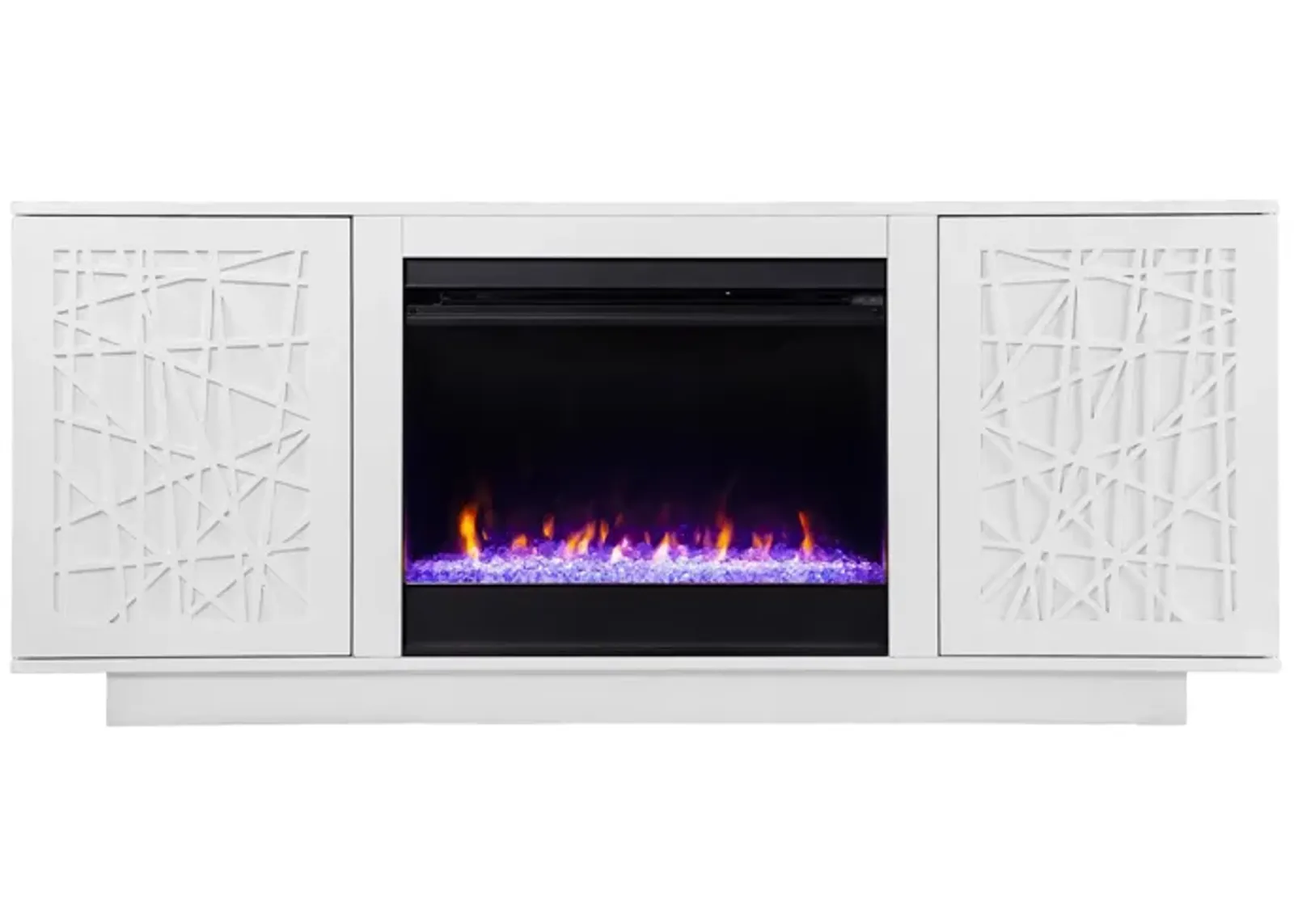 Stanley Color Chg Fireplace Media Console in White by SEI Furniture