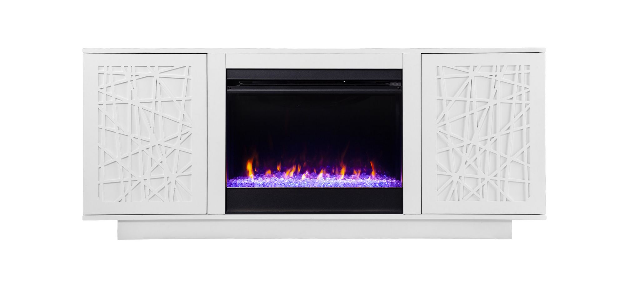 Stanley Color Chg Fireplace Media Console in White by SEI Furniture