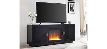 Dakota TV Stand with Crystal Fireplace in Black by Hudson & Canal