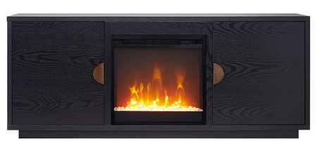 Dakota TV Stand with Crystal Fireplace in Black by Hudson & Canal
