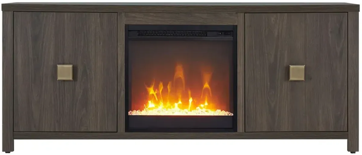 Juniper TV Stand with Crystal Fireplace in Alder Brown by Hudson & Canal