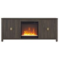 Juniper TV Stand with Crystal Fireplace in Alder Brown by Hudson & Canal