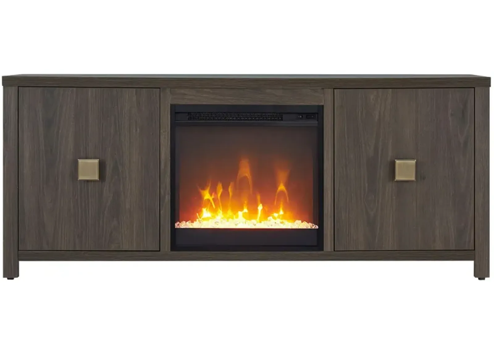 Juniper TV Stand with Crystal Fireplace in Alder Brown by Hudson & Canal