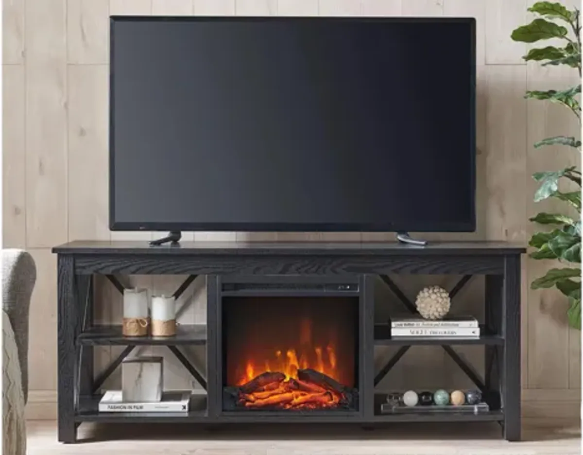 Paisley TV Stand with Log Fireplace