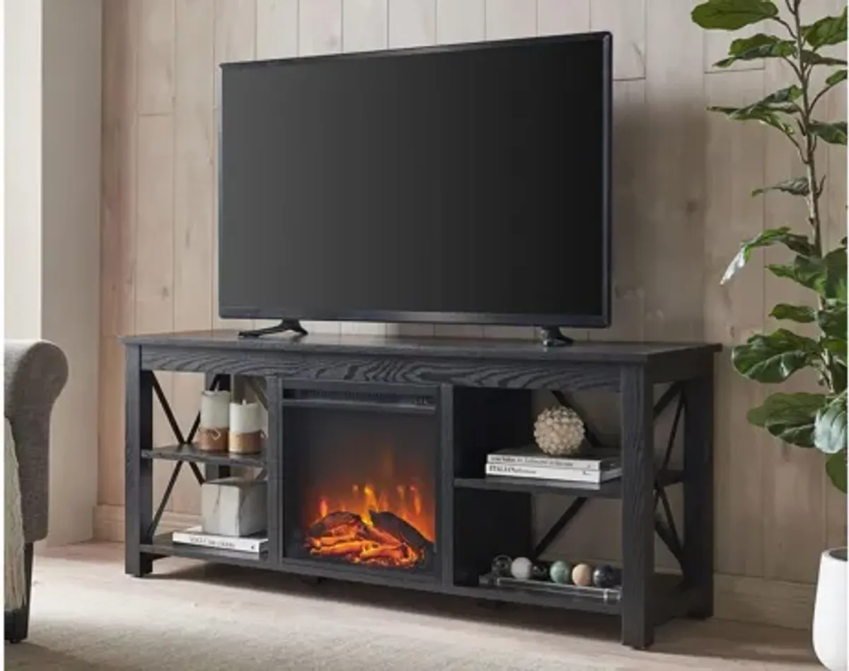 Paisley TV Stand with Log Fireplace