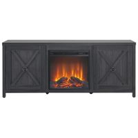 Taylor TV Stand with Log Fireplace in Charcoal Gray by Hudson & Canal