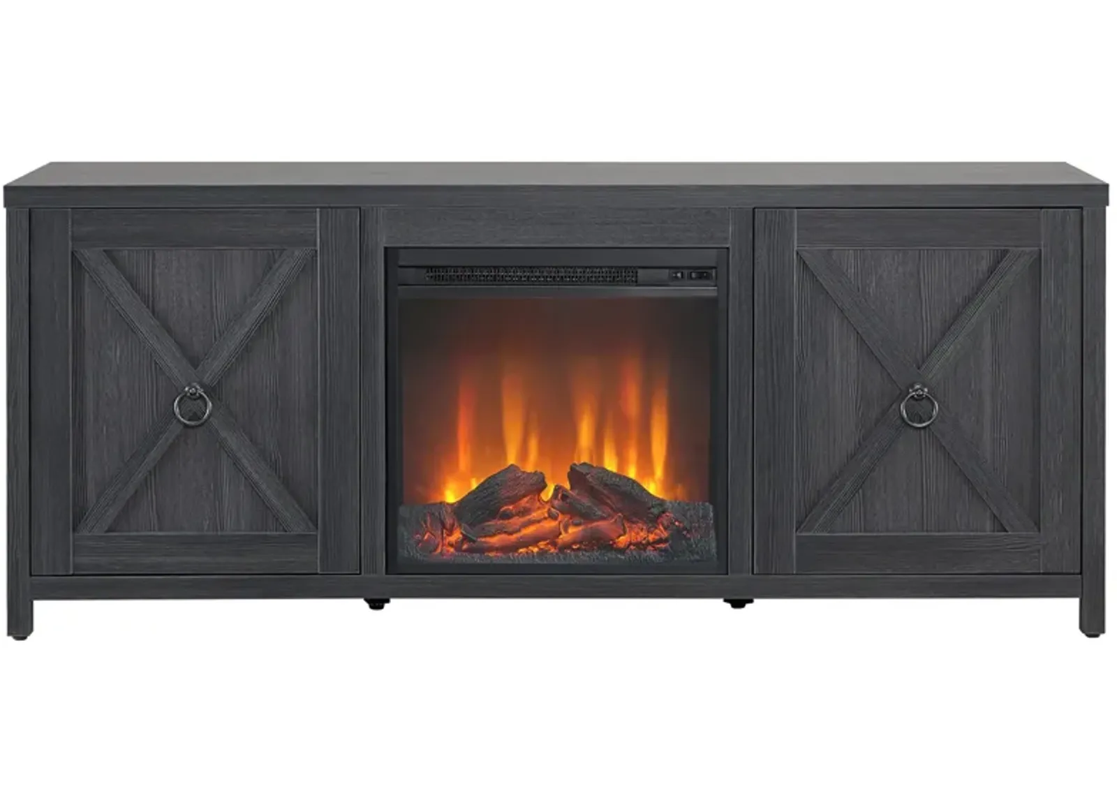 Taylor TV Stand with Log Fireplace in Charcoal Gray by Hudson & Canal