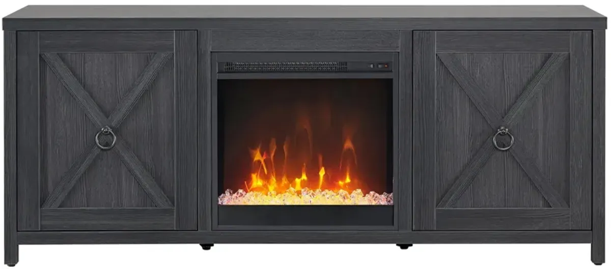 Taylor TV Stand with Crystal Fireplace in Charcoal Gray by Hudson & Canal