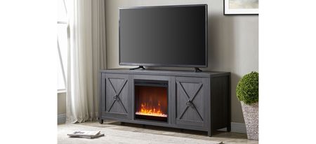 Taylor TV Stand with Crystal Fireplace in Charcoal Gray by Hudson & Canal