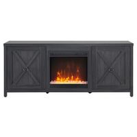 Taylor TV Stand with Crystal Fireplace in Charcoal Gray by Hudson & Canal