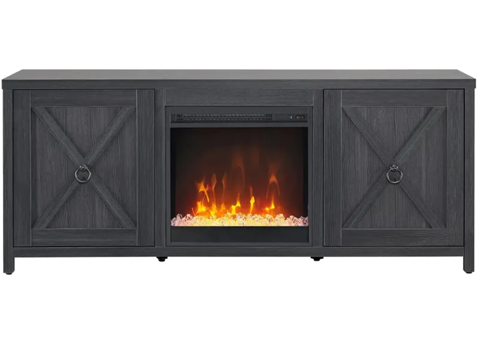 Taylor TV Stand with Crystal Fireplace in Charcoal Gray by Hudson & Canal