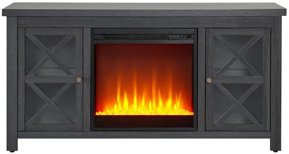 Eve TV Stand with Crystal Fireplace in Charcoal Gray by Hudson & Canal