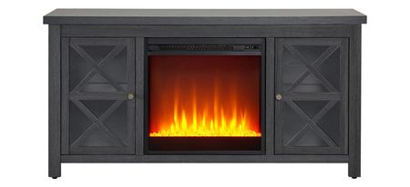 Eve TV Stand with Crystal Fireplace in Charcoal Gray by Hudson & Canal