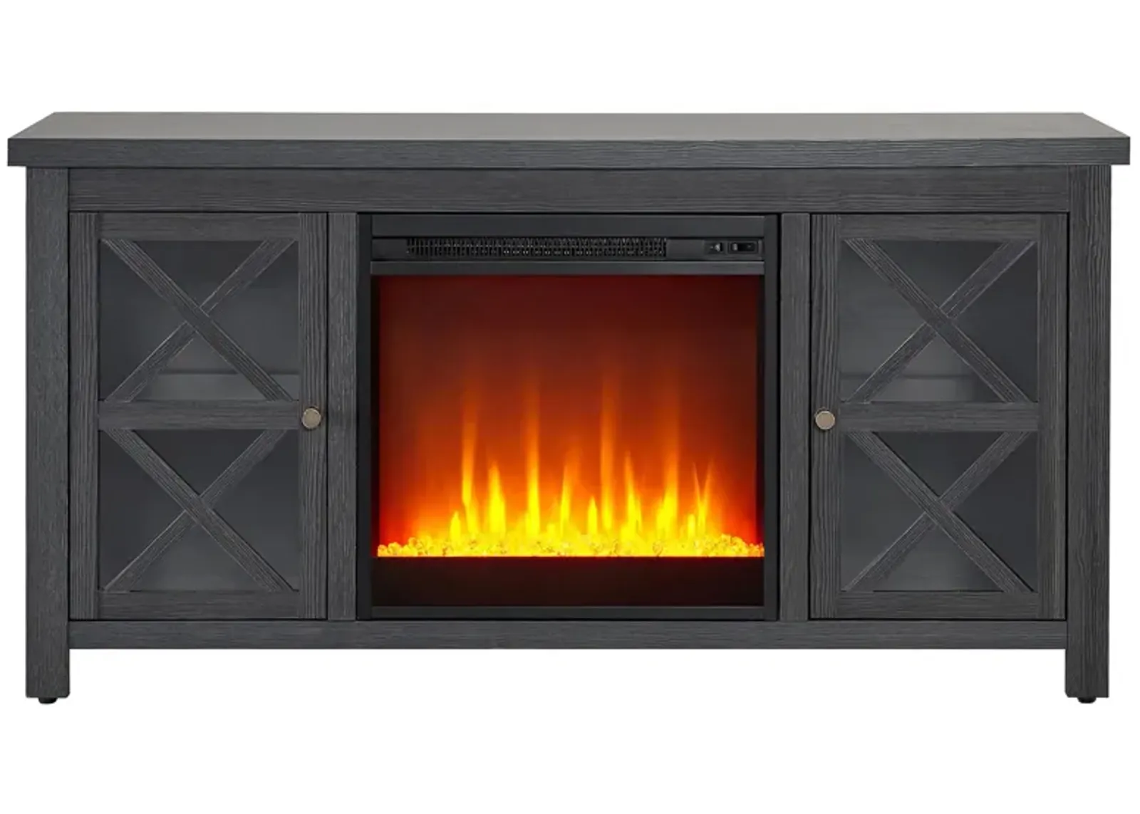 Eve TV Stand with Crystal Fireplace in Charcoal Gray by Hudson & Canal