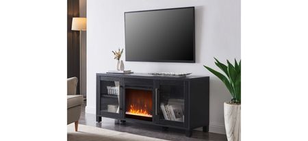 Ursula TV Stand with Crystal Fireplace in Black Grain by Hudson & Canal