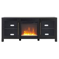 Ursula TV Stand with Crystal Fireplace in Black Grain by Hudson & Canal