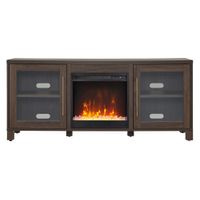 Ursula TV Stand with Crystal Fireplace in Alder Brown by Hudson & Canal