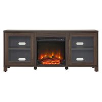 Ursula TV Stand with Log Fireplace in Alder Brown by Hudson & Canal