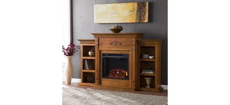Bruton Electric Fireplace w/ Bookcases in Natural by SEI Furniture