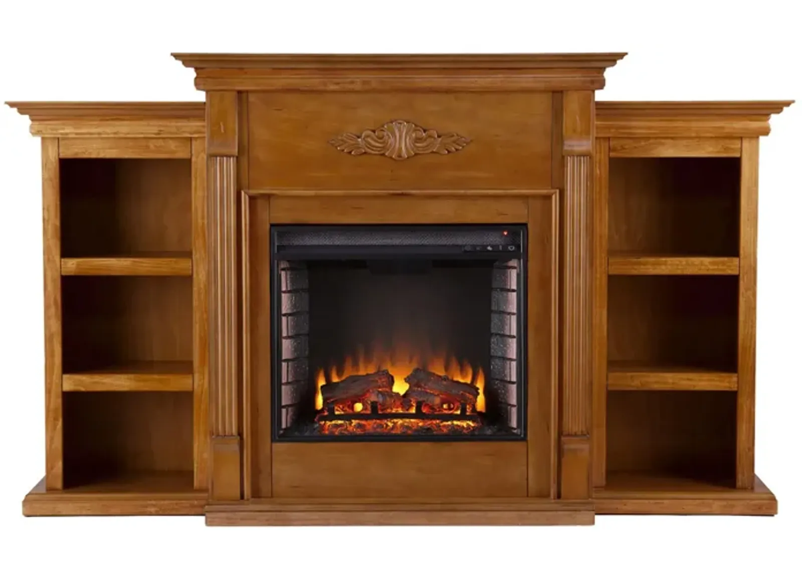 Bruton Electric Fireplace w/ Bookcases in Natural by SEI Furniture