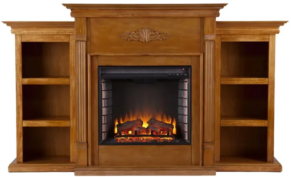 Bruton Electric Fireplace w/ Bookcases in Natural by SEI Furniture