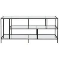 Zinnia TV Stand with Glass Shelves in Blackened Bronze by Hudson & Canal
