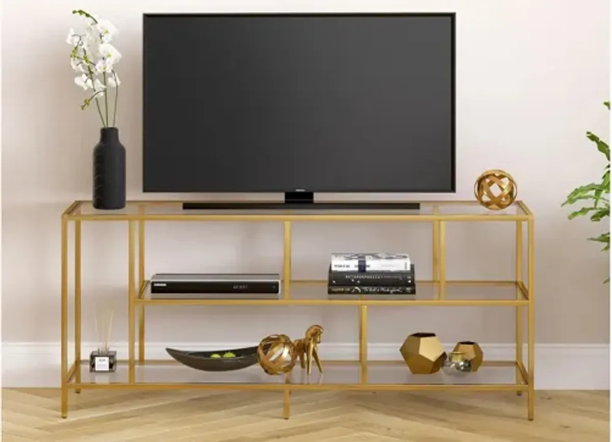 Zinnia TV Stand with Glass Shelves