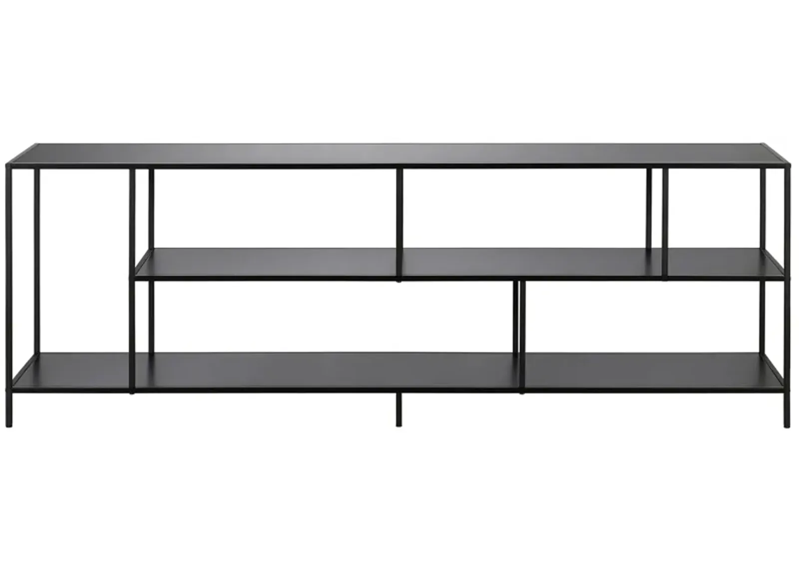 Zinnia 70" TV Stand with Metal Shelves in Blackened Bronze by Hudson & Canal