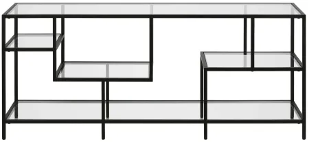 August TV Stand with Glass Shelves in Blackened Bronze by Hudson & Canal