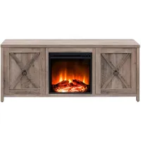Jacana TV Stand with Log Fireplace Insert in Gray Oak by Hudson & Canal