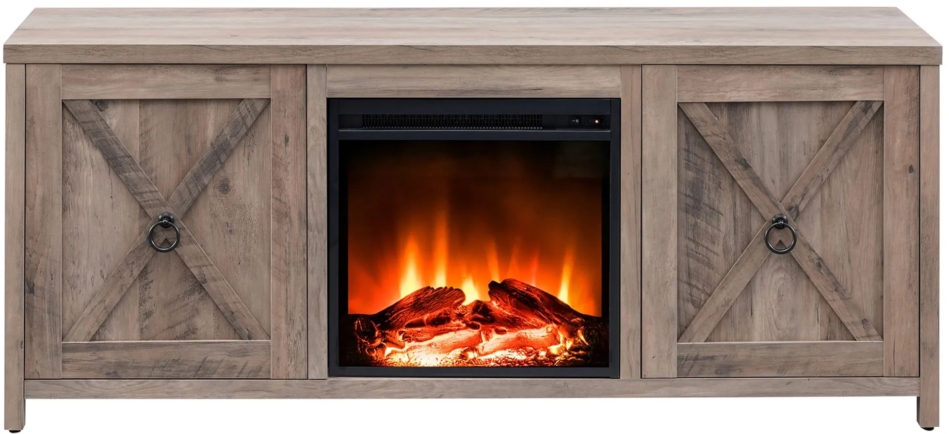 Jacana TV Stand with Log Fireplace Insert in Gray Oak by Hudson & Canal