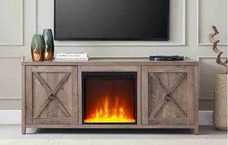 Jacana TV Stand with Crystal Fireplace Insert in Gray Oak by Hudson & Canal