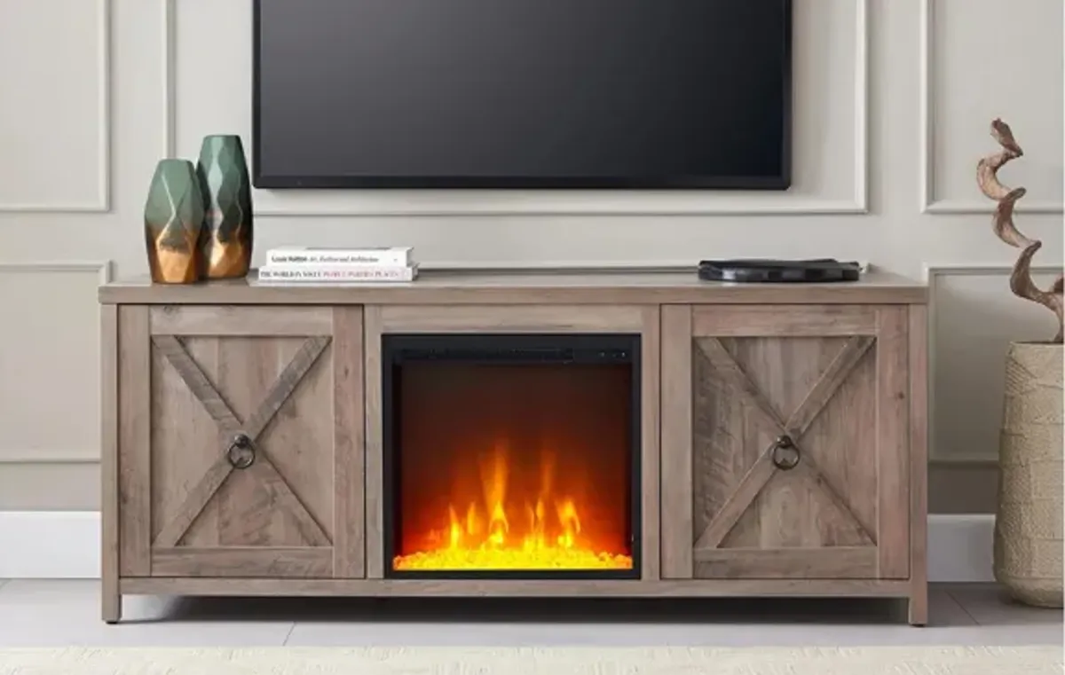 Jacana TV Stand with Crystal Fireplace Insert