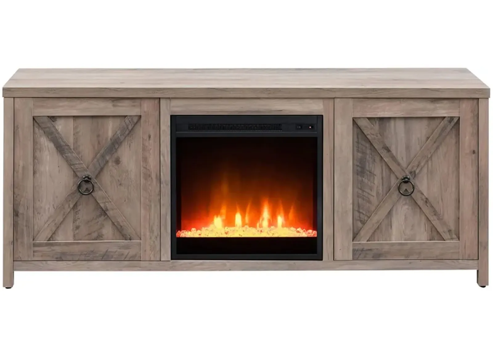 Jacana TV Stand with Crystal Fireplace Insert in Gray Oak by Hudson & Canal