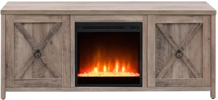 Jacana TV Stand with Crystal Fireplace Insert in Gray Oak by Hudson & Canal
