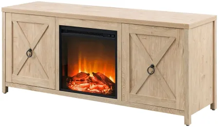 Jacana TV Stand with Log Fireplace Insert in White Oak by Hudson & Canal