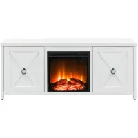 Jacana TV Stand with Log Fireplace Insert in White by Hudson & Canal